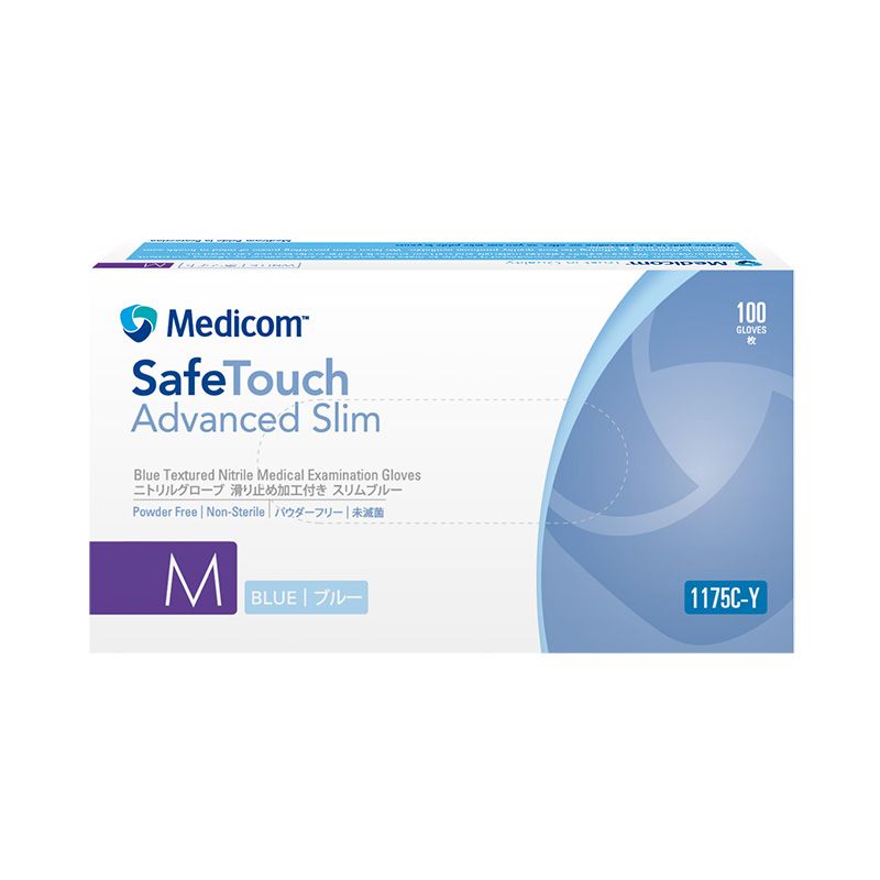 メディコムセーフタッチニトリルグローブPF M寸 スリムブルー