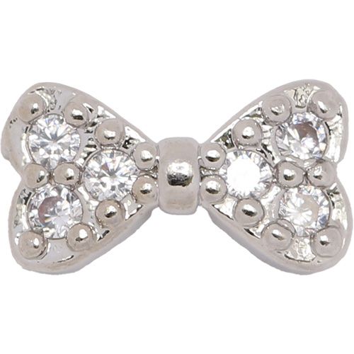 メタルパーツ クリスタルリボン シルバー【ゆうパケット】