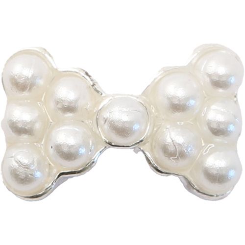 メタルパーツ パールリボン シルバー【ゆうパケット】