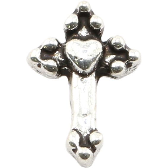 メタルパーツ ハートインクロス スモール シルバー【ゆうパケット】