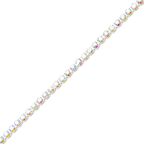 シルバーラインストーンチェーン オーロラ 1.5mm【ゆうパケット】