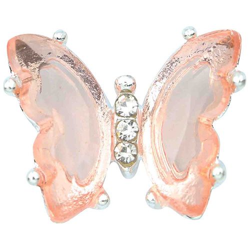 シルバーフレーム クリスタルバタフライ アプリコットピンク【ゆうパケット】