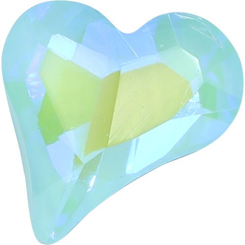 ガラスストーン アシンメトリーハート(3DB) オーロラブルー 3個 8×9(mm)【お取り寄せ】【ゆうパケット】