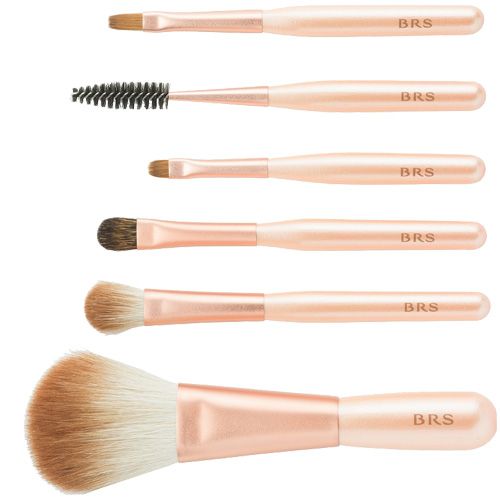 BRS セルフメイクアップ用メイクブラシ6本セット(ロゼ) ブラシケース付【お取り寄せ】
