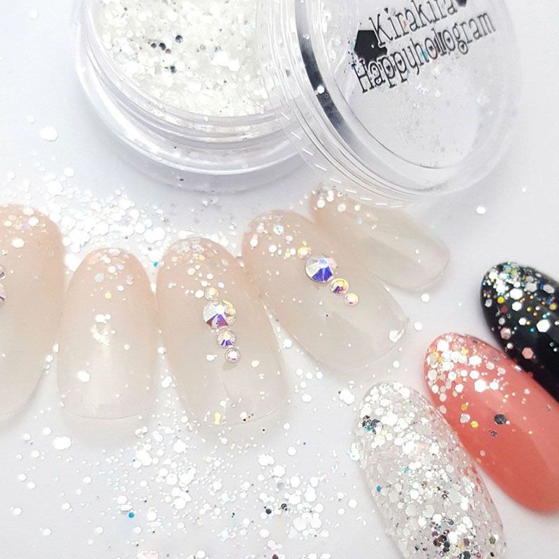 【キラキラハッピーホログラム】とても使いやすいラメ シルバー【ゆうパケット】