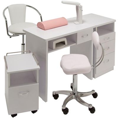 BASICネイルテーブルセット ホワイト FV5712WRSET【メーカー直送】【お取り寄せ】