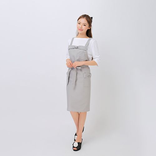 サロンワークエプロン(グレーリボン)