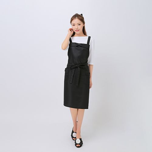 サロンワークエプロン(ブラックリボン)