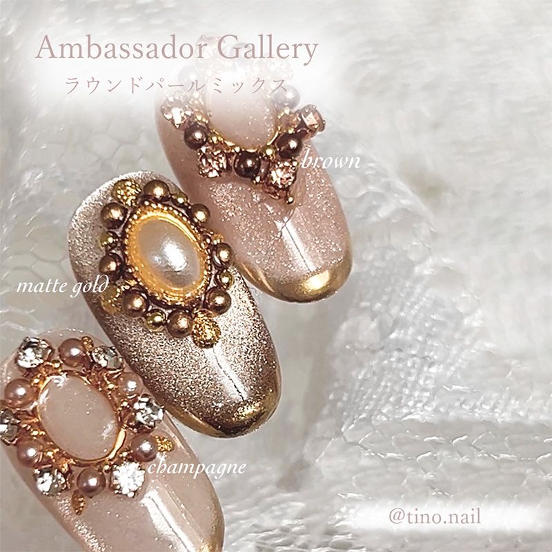 ▲ラウンドパールミックス matte gold【ゆうパケット】